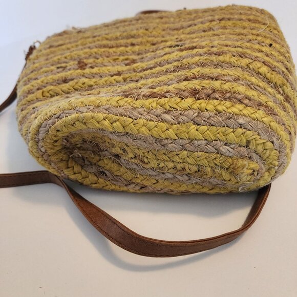 Woven Stripe Crossbody Bag With Drawstring Lining & Top Handle - Picture 8 of 14